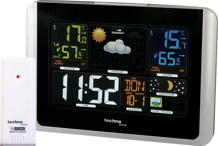Technoline WS6442 moderne Wetterstation, gut ablesbares Display, sehr übersichtlich, silber,