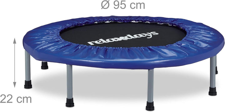 Relaxdays Trampolin faltbar, Indoor, Fitness H x B x T: 22 x 95 x 95 cm, Maximalbelastung 100 kg, bl