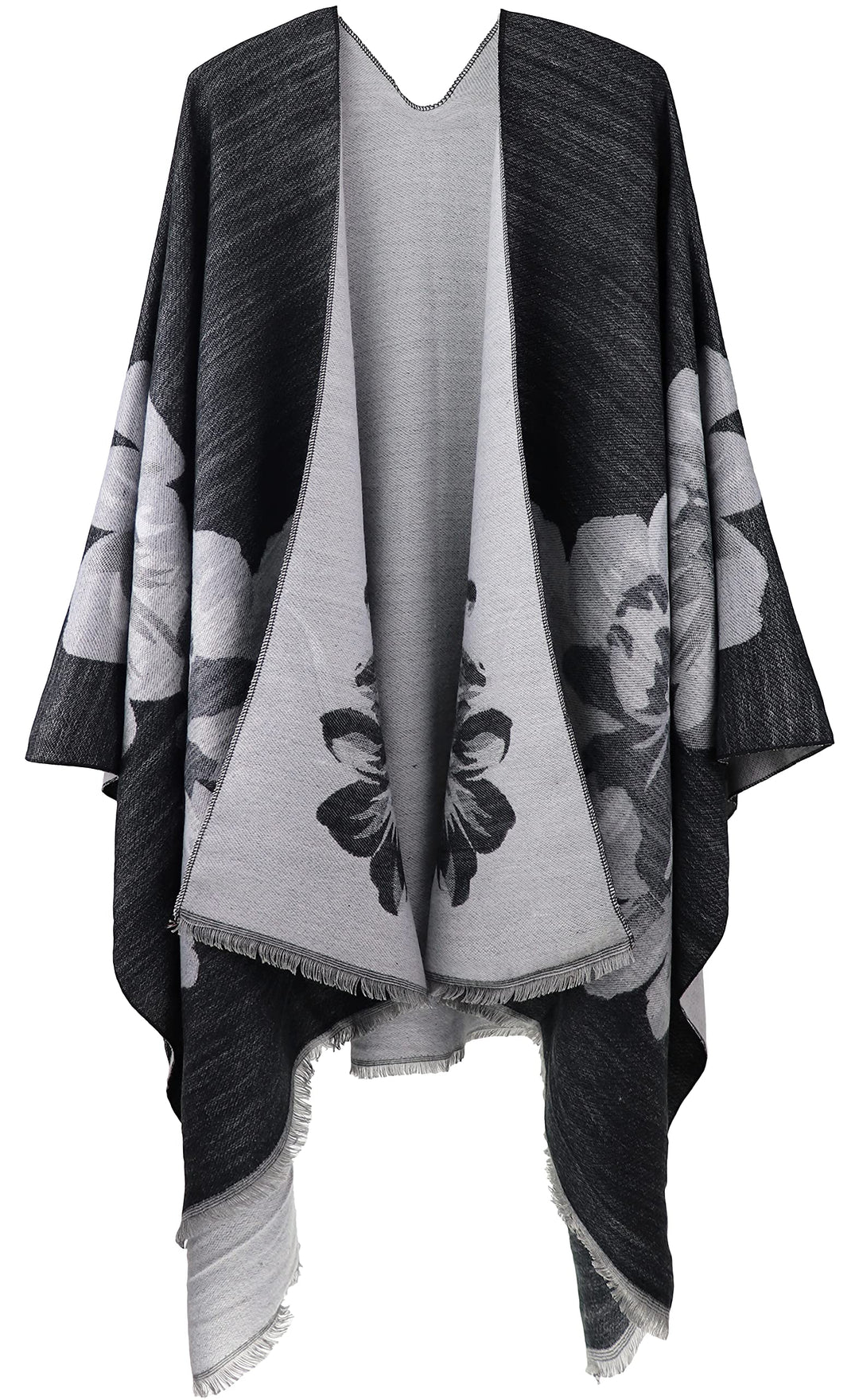Shmily Girl - Damen Poncho Habe Gestrickt Überdimensionalen Decke Kap-Schal Plain Dispersion Bart Bl