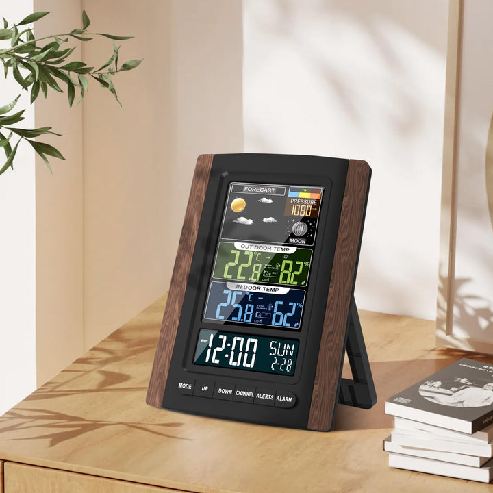Wetterstation Funk mit Aussensensor, Farbdisplay, Wettervorhersage, Temperatur, Luftfeuchtigkeit, We