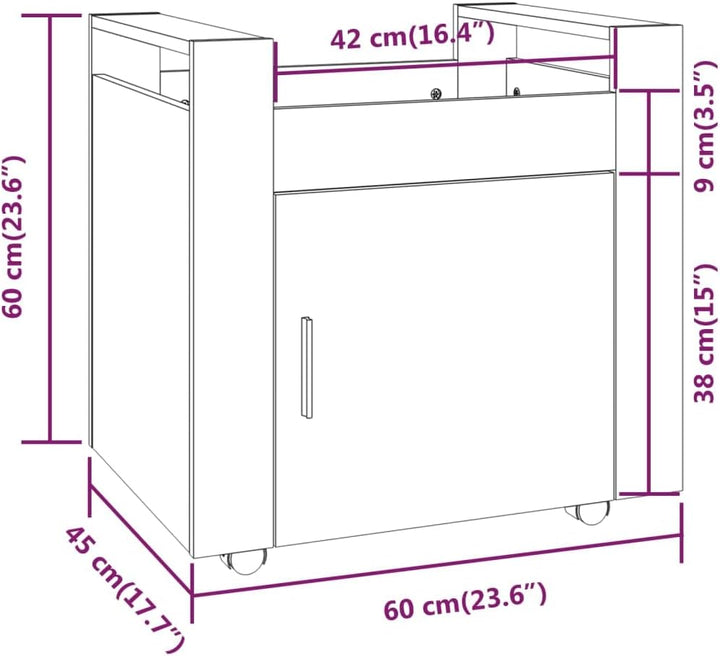 vidaXL Bürowagen, Rollcontainer mit viel Stauraum, Rollschrank für Wohnzimmer Büro Schlafzimmer, Bür