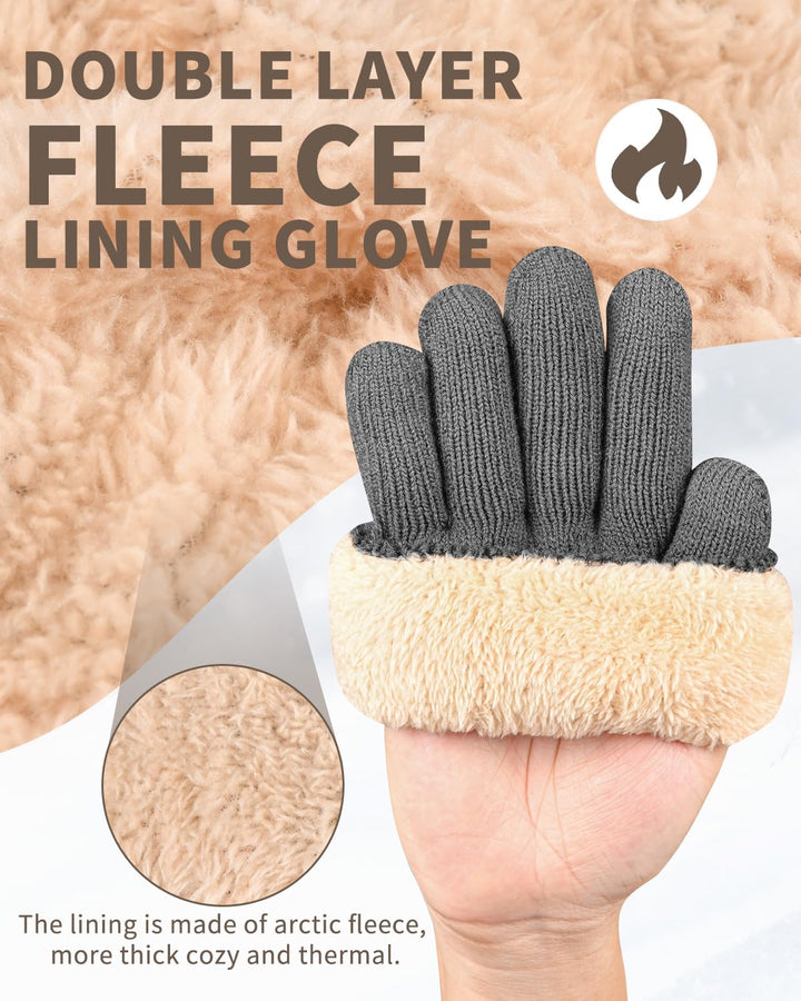 ARFNKIM Damen Winterhandschuhe mit Fleecefutter, Touchscreen Warme Gedehnt Dicke Strickhandschuhe Wo