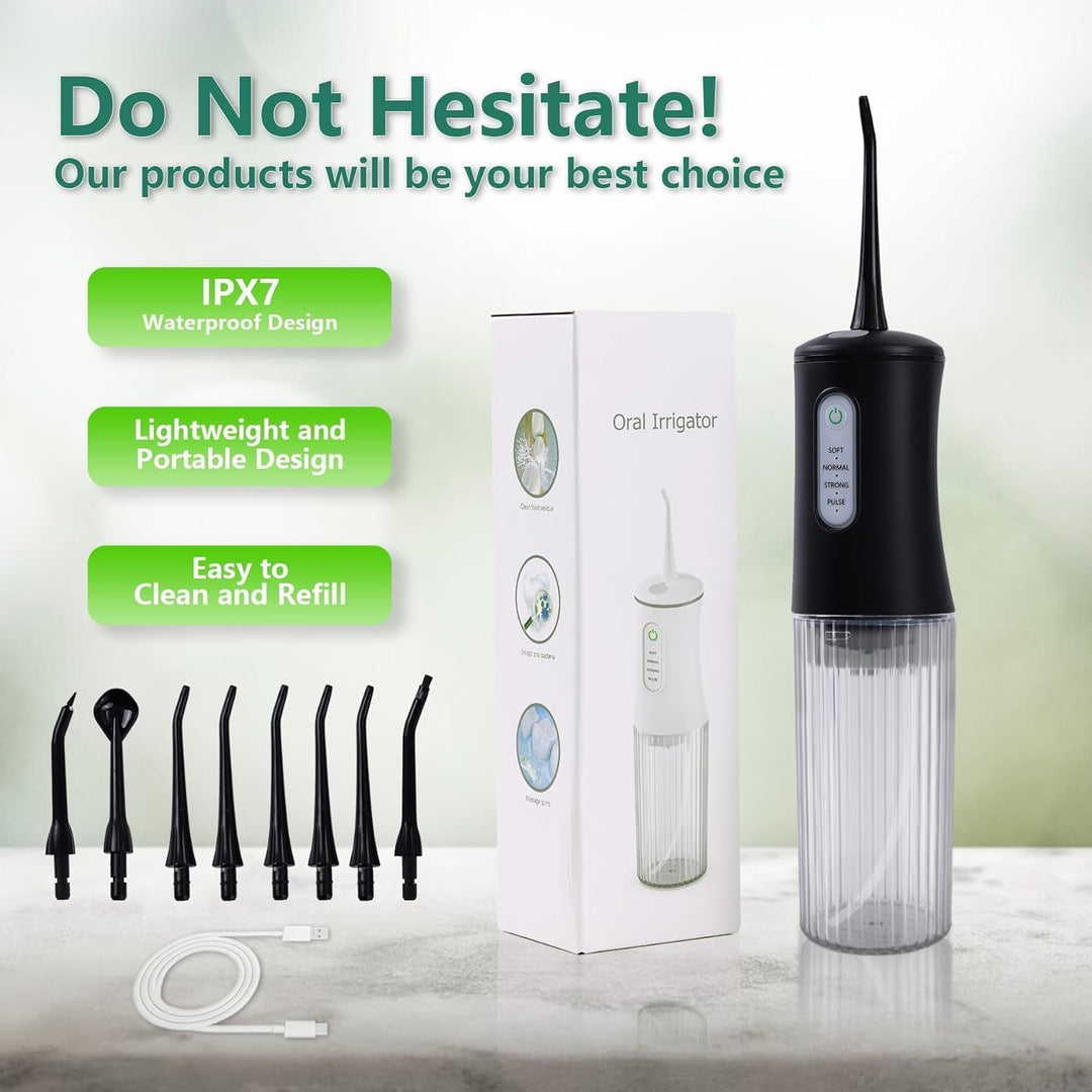 Wasserseide für Zähne Kabellose Zahndusche Munddusche, Elektrische Zahnreiniger mit 4 Modi 8 Strahls