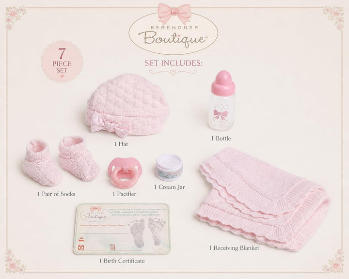 jc toys Berenguer Realistische Babypuppe Strickkleid und Decke; ca. 38,1 cm (15 Zoll) Rosa, Rosa
