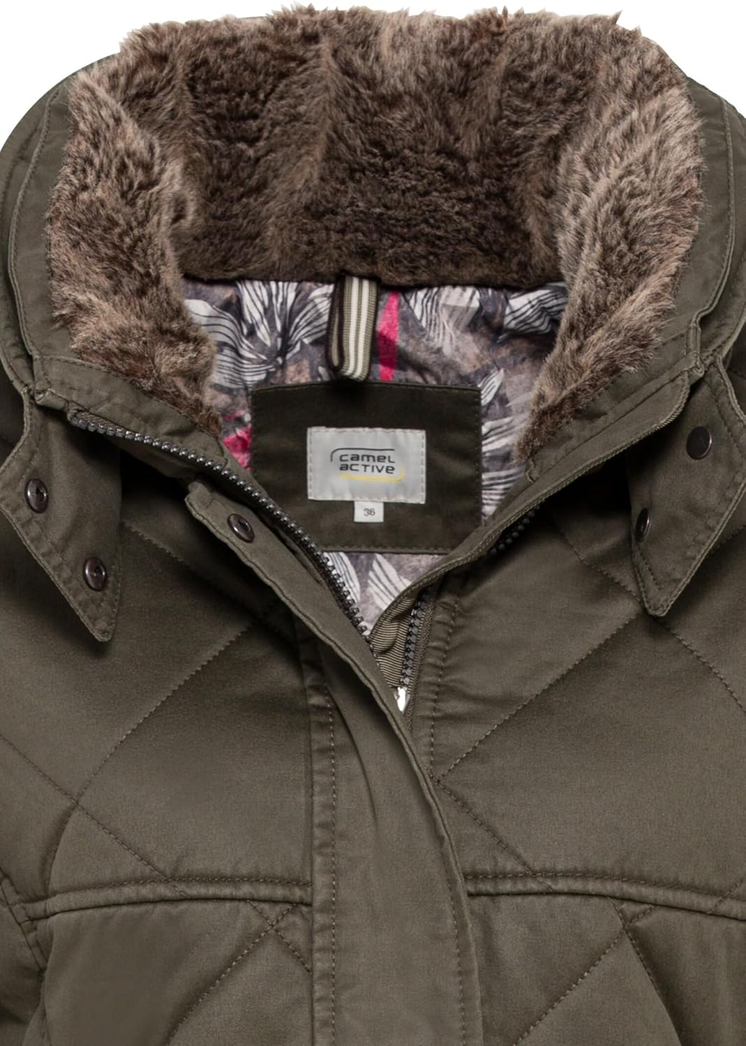 camel active Damen Blouson mit Stehkragen im Vintage Look 36 Khaki, 36 Khaki