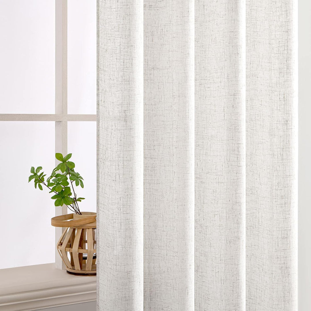 MIULEE Gardinen Vorhänge mit ösen Voile Vorhang Modern Leinenoptik Halbtransparent für Wohnzimmer Sc