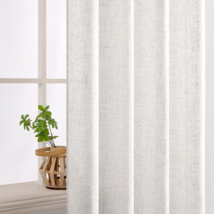 MIULEE Gardinen Vorhänge mit ösen Voile Vorhang Modern Leinenoptik Halbtransparent für Wohnzimmer Sc