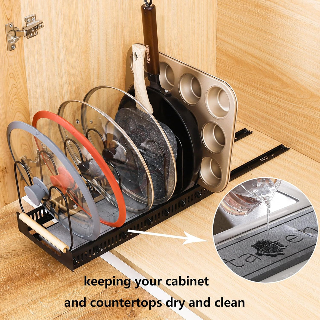 Pfannenhalter für Schublade,Topfdeckelhalter für Schrank, Ausziehbarer Deckelhalter Pfannenhalter mi
