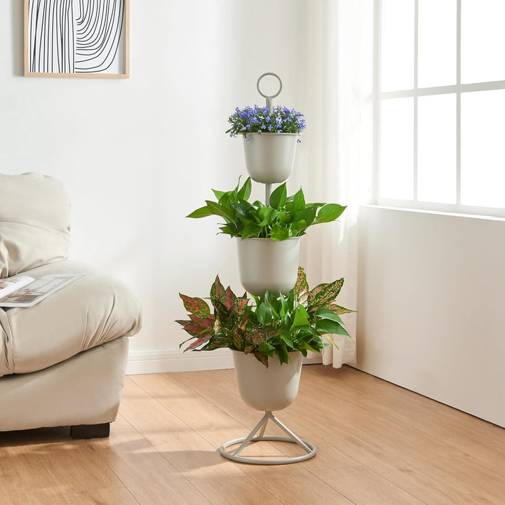 [en.casa] Blumenständer Alphen Blumentopfständer mit 3 Pflanztöpfen Blumentopfregal Pflanzenständer