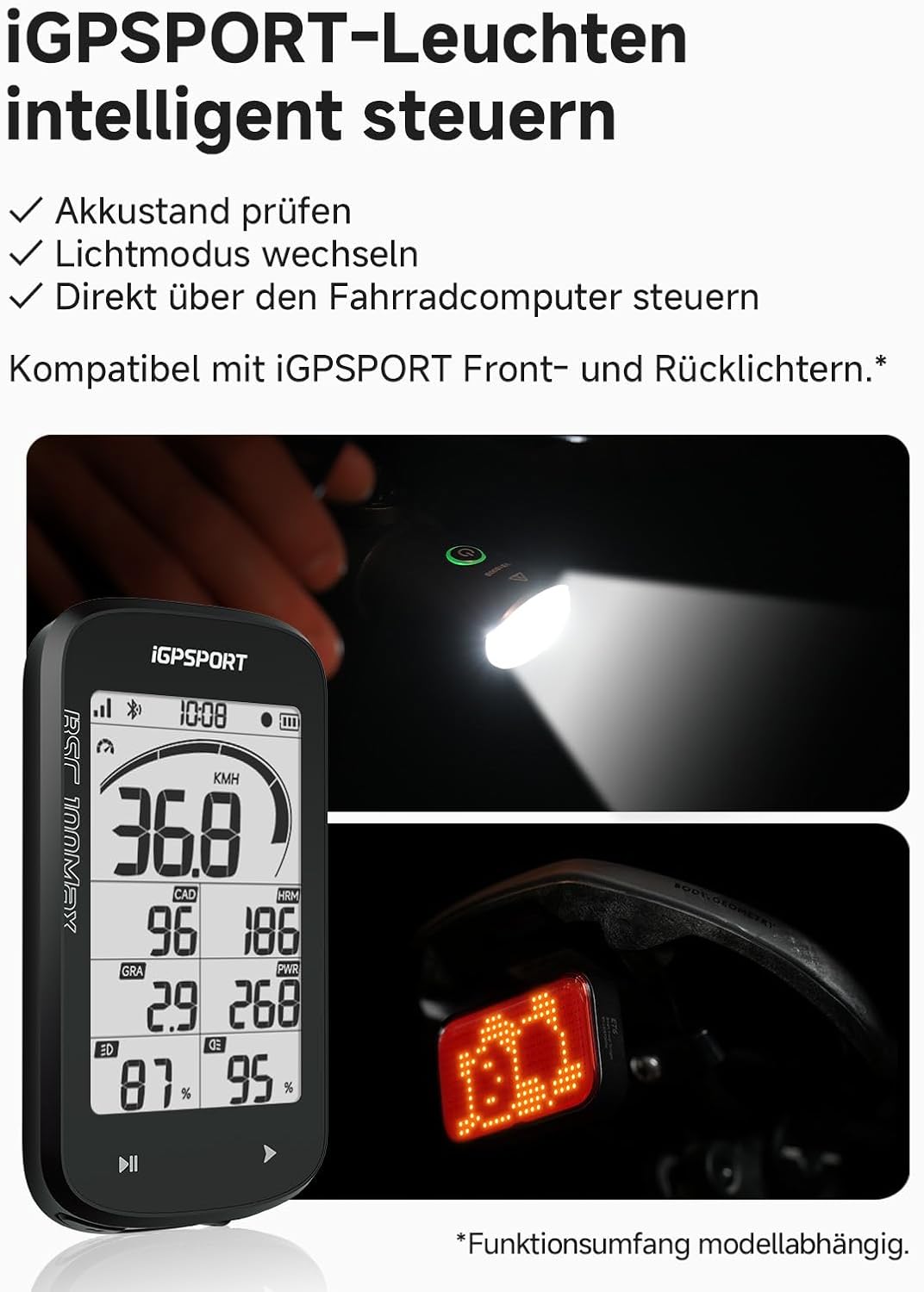 iGPSPORT BSC100MAX Fahrradcomputer Kabellos, 3 Zoll Display Automatische Aufnahme, 40H Akkulaufzeit,