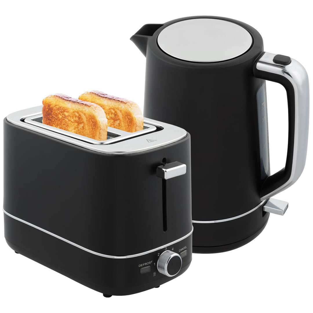 HOMCOM Wasserkocher Toaster Set 2200 W 1,7L Wasserkocher, 2 Scheiben Toaster, 6 Bräunungsstufen, Auf