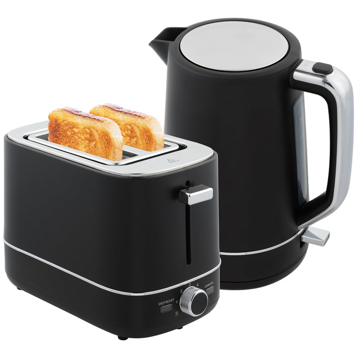 HOMCOM Wasserkocher Toaster Set 2200 W 1,7L Wasserkocher, 2 Scheiben Toaster, 6 Bräunungsstufen, Auf