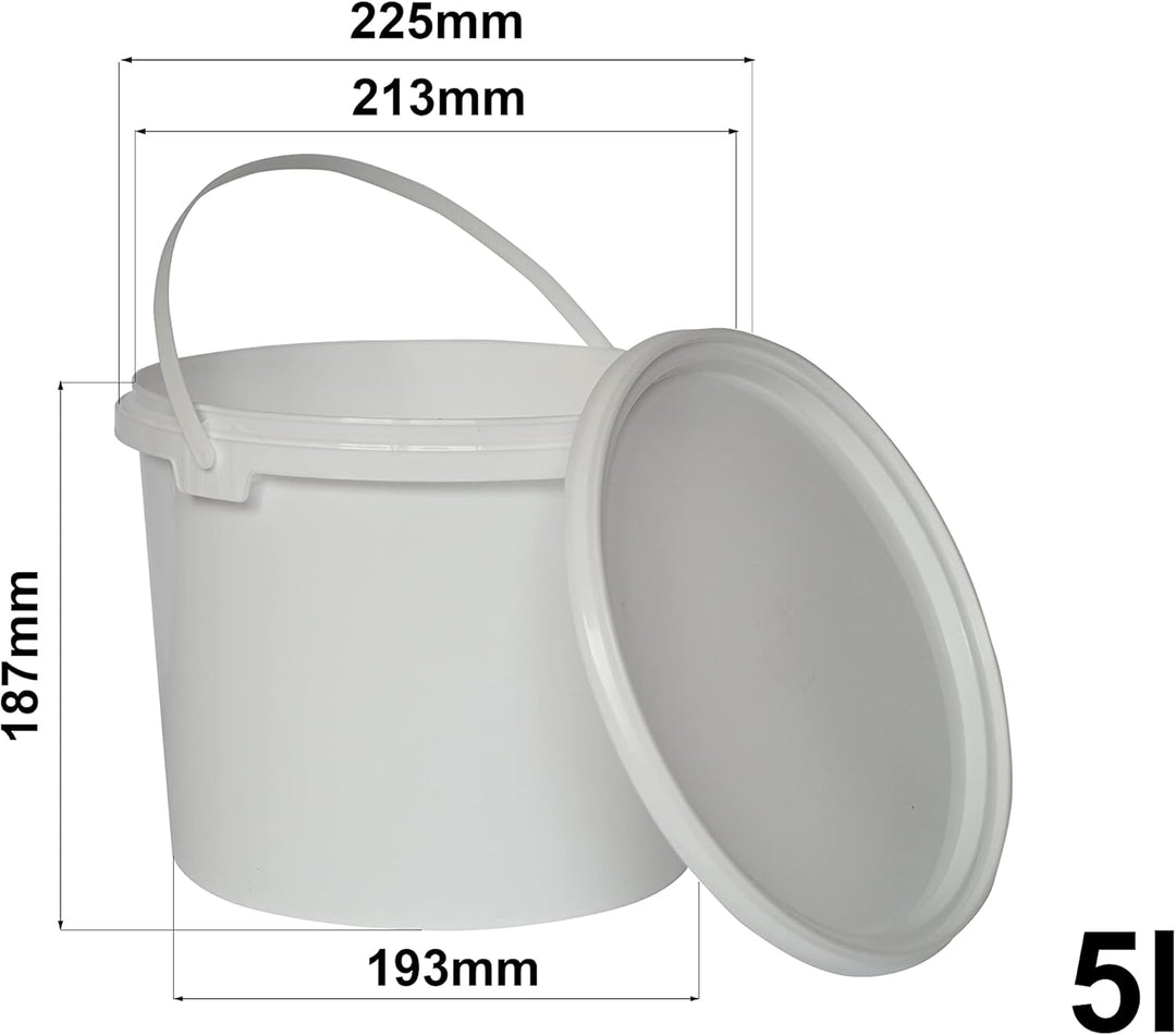 Nipter Kunststoffeimer lebensmittelecht mit Deckel, weiss, Eimer mit Deckel 5L x 20 Stück 5 Liter -