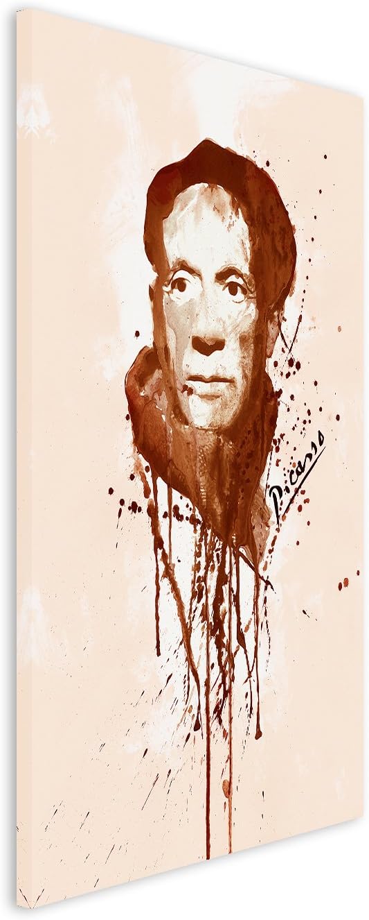 Paul Sinus Art Pablo Picasso 90x 60cm Keilrahmenbild Kunstbild Aquarell Art Wandbild auf Leinwand fe