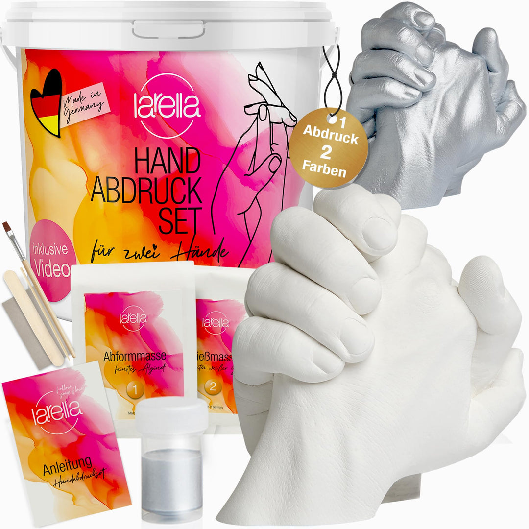 larella 3D Handabdruck-Set für Paare - mit 3 FARBEN - Geschenk-Idee für Pärchen & Familie - MADE in