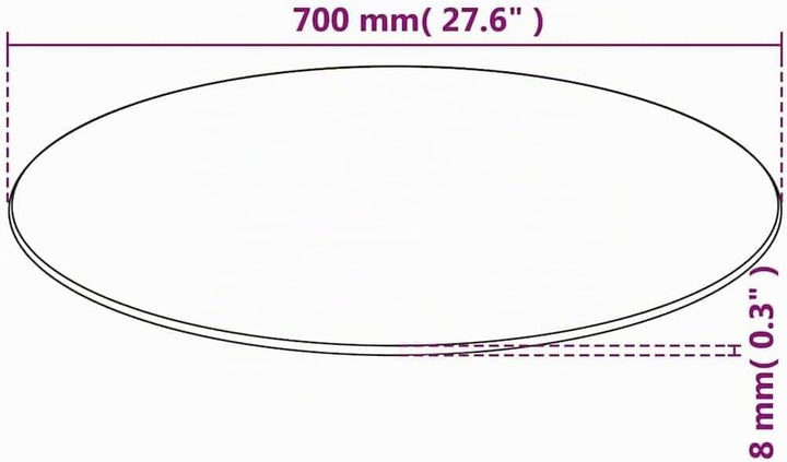 vidaXL Tischplatte Gehärtetes Glas Ø 700 mm Tisch Glasplatte Platte Esstisch Ø 70 cm Transparent, Ø