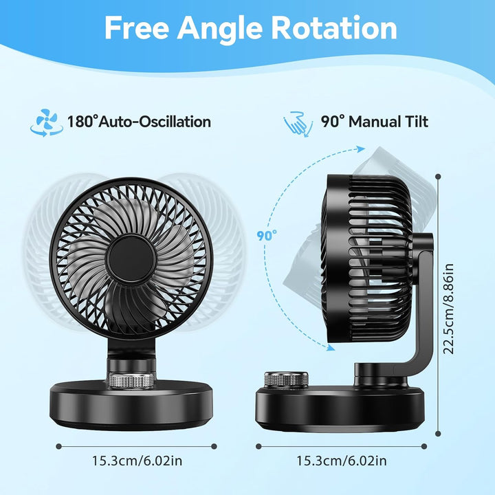 ITJMRJP Tischventilator USB Ventilator Leise 6000mAh Akku Ventilator Kleiner Mini Ventilator Klein D