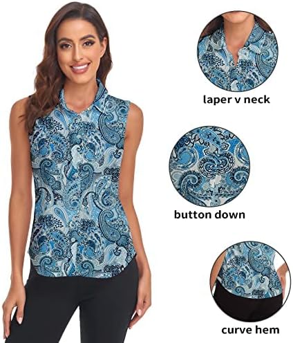 Soneven Damen Bluse Elegant Sport Tank Top mit Kragen Damen Ärmellos Golf Polohemd Sommer Atmungsakt