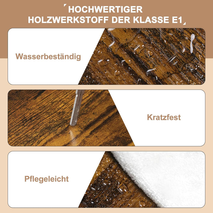 WOLTU Couchtisch rund, Beistelltisch modern, Wohnzimmertisch klein, Sofatisch mit 2 Ablagen, Wohnzim