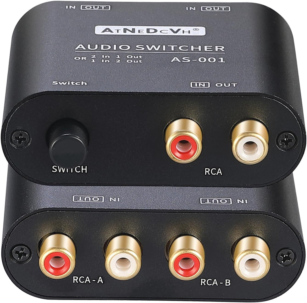 AtNeDcVh RCA / 3,5 mm Port 1 in 2 Out / 2 in 1 Out Bidirektionaler Audio-Umschalter, 2-Wege-Stereo L