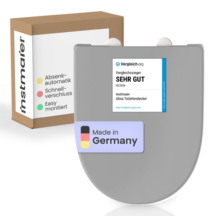 instmaier | D-Form | Toilettendeckel mit Absenkautomatik | Manhattan-Grau | Made in Germany | Toilet