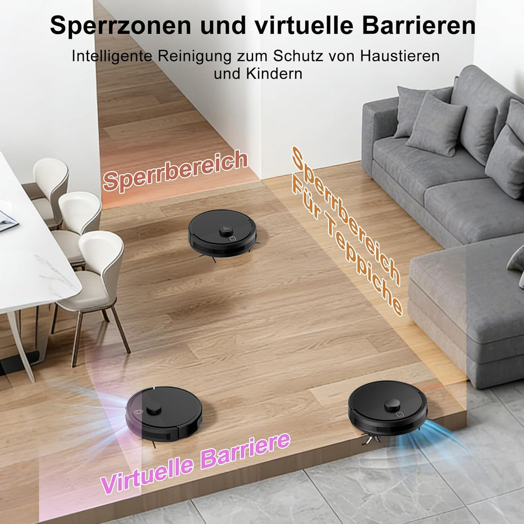 2026 Saugroboter mit Wischfunktion bis zu 5000Pa, 2 in 1 Staubsauger Roboter LiDAR Navigation mit 5