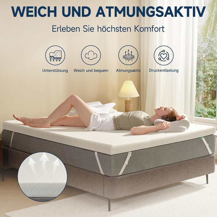 Z-hom Matratzenauflage 140 x 190, 8 cm, für Doppelbett 140x190, Matratzenauflage aus Memory-Schaumst
