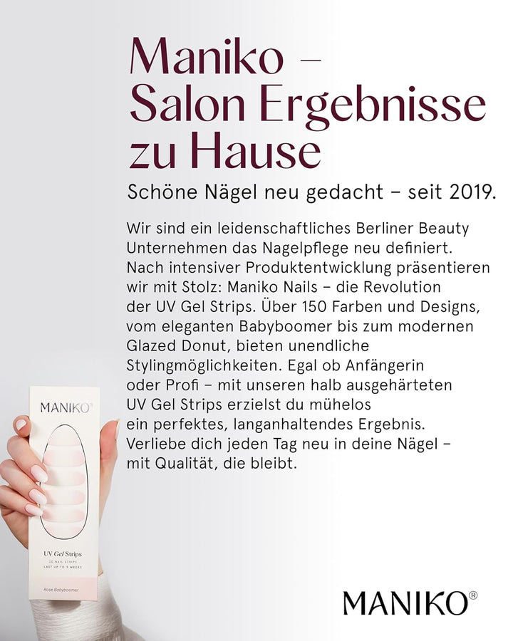 Maniko UV Gel Strip Komplettset Rose Babyboomer (Rosa Weiss) – UV Nagelsticker mit UV Lampe &amp; Remove