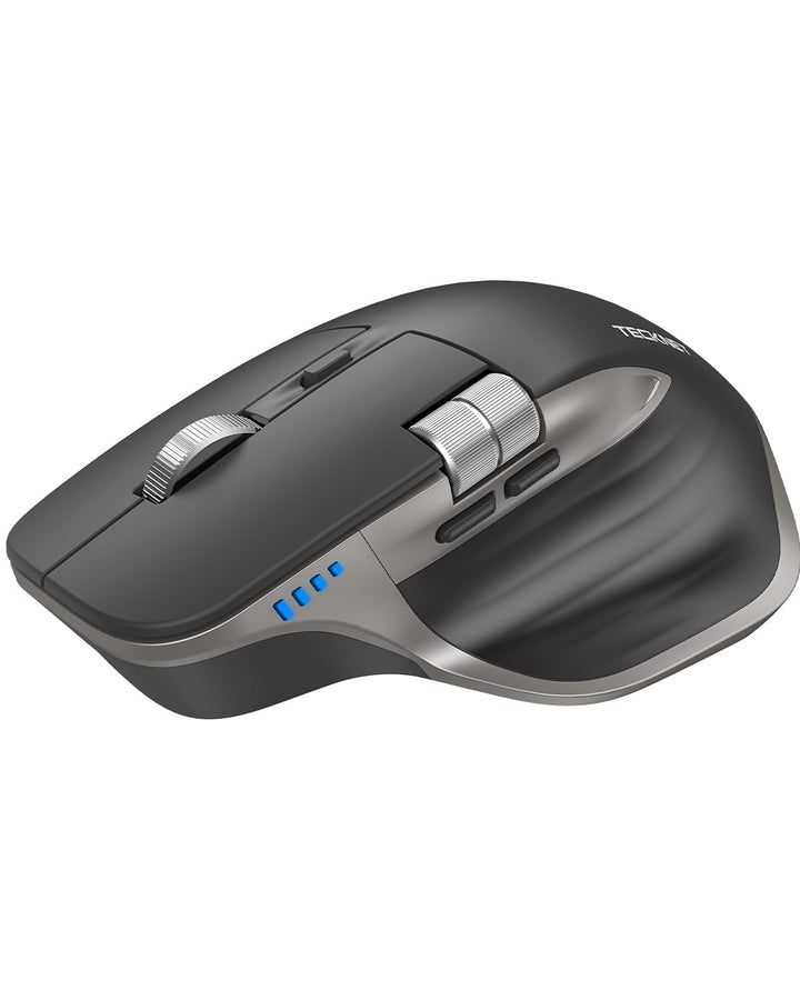 TECKNET Bluetooth kabellose Maus(BT 5.3/5.0+2,4G), Seitliches Mausrad, Superschnelles Scrollen, Wied