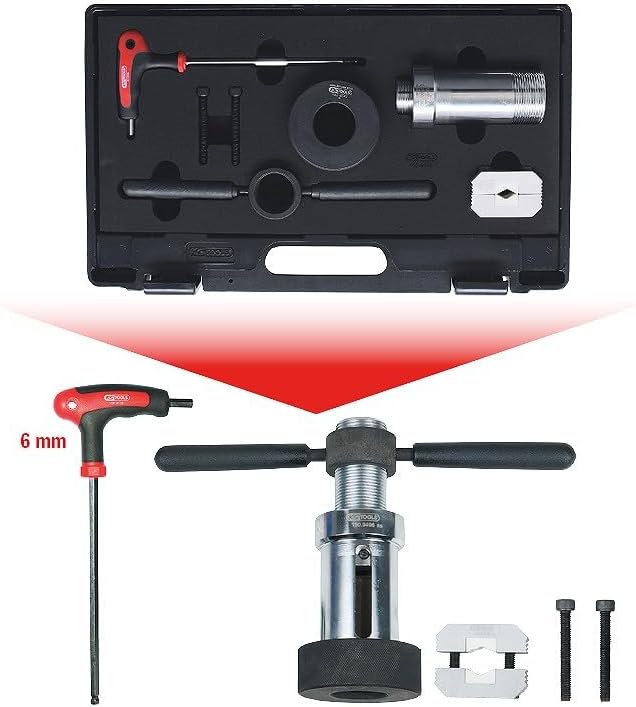 KS Tools 150.9545 Montagehilfe-Satz für Stossdämpfer mit Zuganschlagfeder, 7-teilig