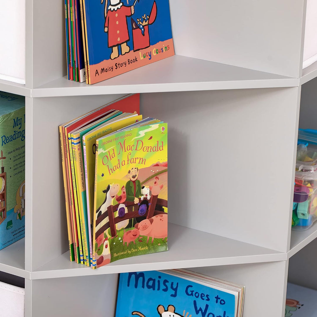 HOMCOM Kinderregal Bücherregal für Kinder Spielzeug-Organizer Kinderzimmerregal mit 3 Aufbewahrungsb