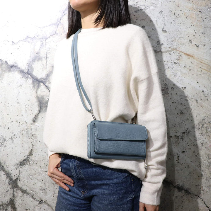 SH Leder Damen Handytasche Umhängetasche Geldbörse Multifunktion Beutel aus Echtleder Verstellbar Sc