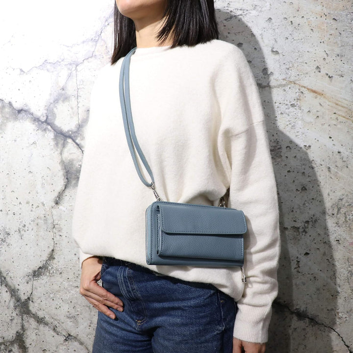 SH Leder Damen Handytasche Umhängetasche Geldbörse Multifunktion Beutel aus Echtleder Verstellbar Sc