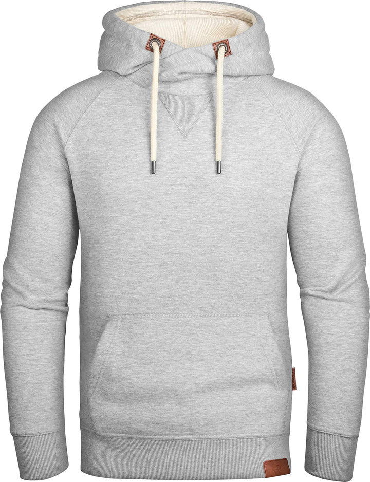 Grin&Bear Herren Kapuzenpullover mit Cross Over Kapuze GEC477 M Grau Meliert, M Grau Meliert