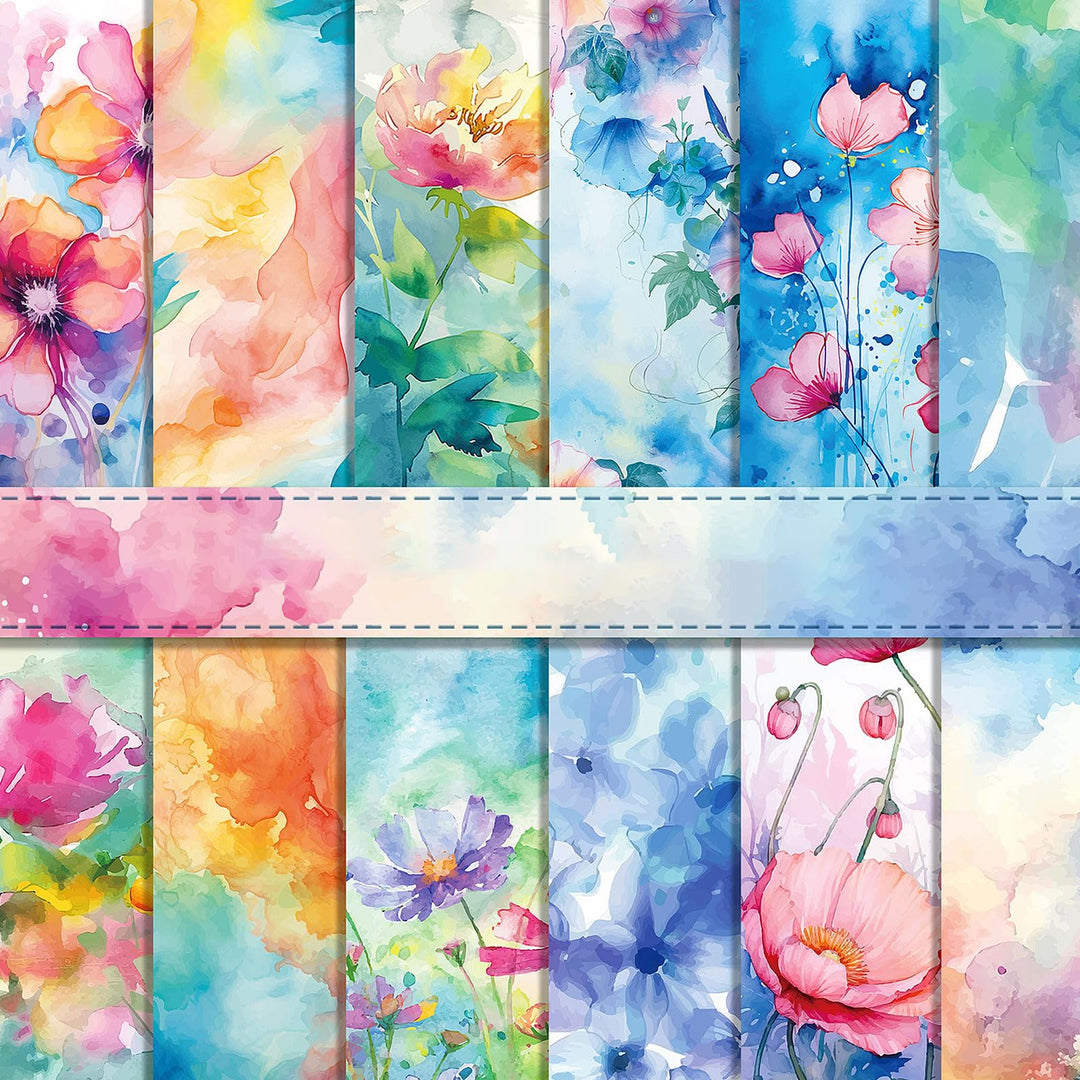 Scrapbook Papier 30x30 cm Scrapbook Bastelpapier mit Blumen Muster, Bunt Scrapbooking Papier Frühlin