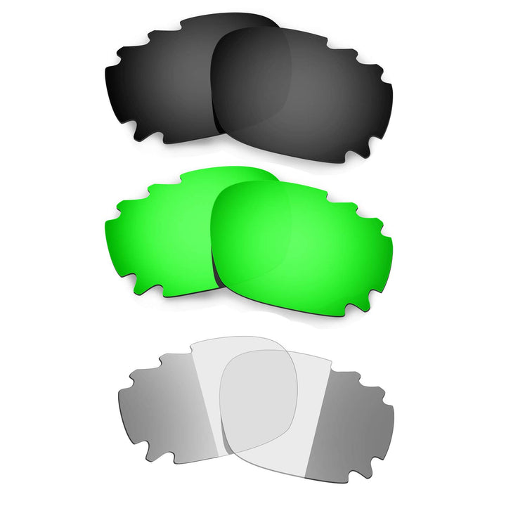 HKUCO Black/Emerald Green/Transition/Photochromic Polarized Replacement Lenses For Oakley Racing Jac