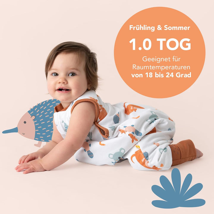 schlummersack Baby Schlafsack mit Füssen Sommer 1 Tog dünn | Schlafsack mit Beinen und verlängerten
