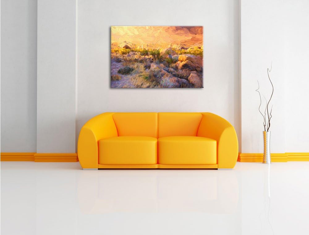 Pixxprint Joshua Wüste im Sonnenuntergang als Leinwandbild/Grösse: 100x70 / Wandbild/Kunstdruck/fert