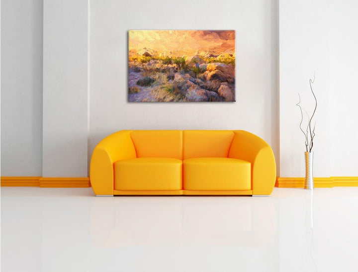 Pixxprint Joshua Wüste im Sonnenuntergang als Leinwandbild/Grösse: 100x70 / Wandbild/Kunstdruck/fert