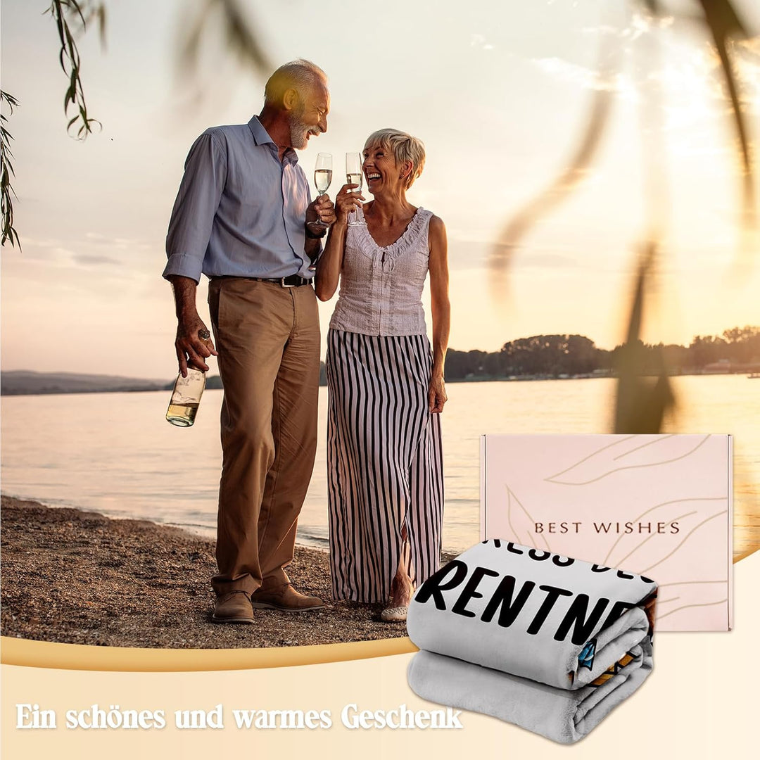 CheriGift Ruhestand Geschenk, Decke mit Faultiermuster Rentner Geschenke Mann, Renteneintritt Gesche