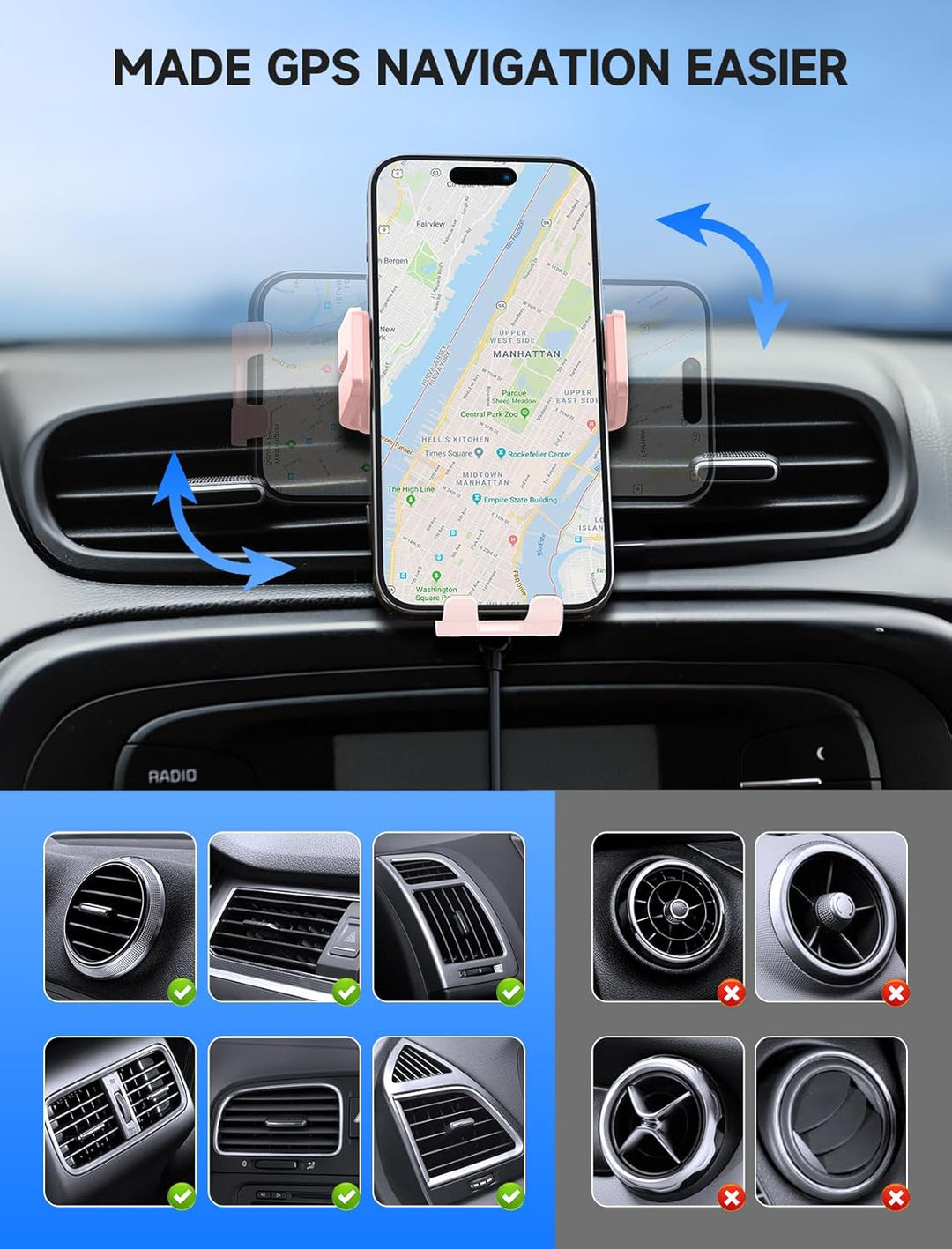 MOKPR Handyhalterung Auto mit Ladefunktion, 15W Handyhalterung Auto Induktives Laden für Entlüftungs