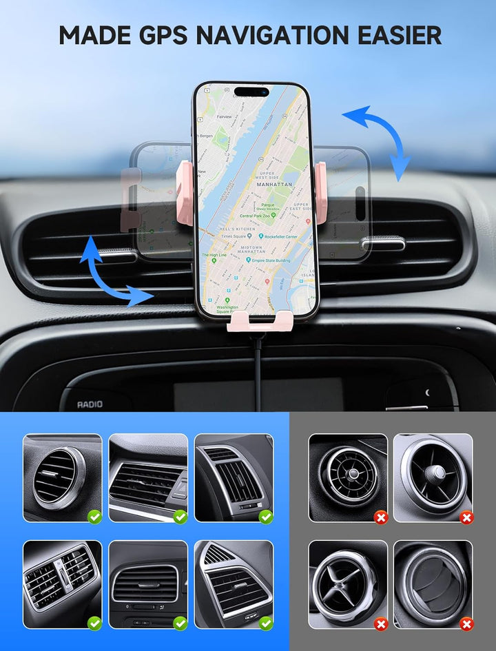 MOKPR Handyhalterung Auto mit Ladefunktion, 15W Handyhalterung Auto Induktives Laden für Entlüftungs