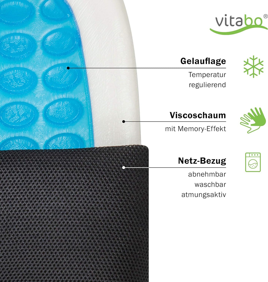 Vitabo Ergonomisch geformtes Sitzkissen | Steissbein-Kissen aus Memory-Schaum mit Gel-Polster (Pink)