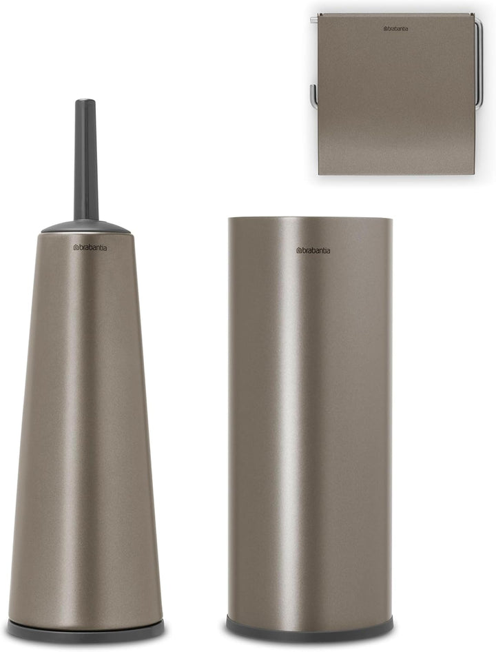 Brabantia WC-Garnitur 3-teilig, Platin Platinum, Platinum