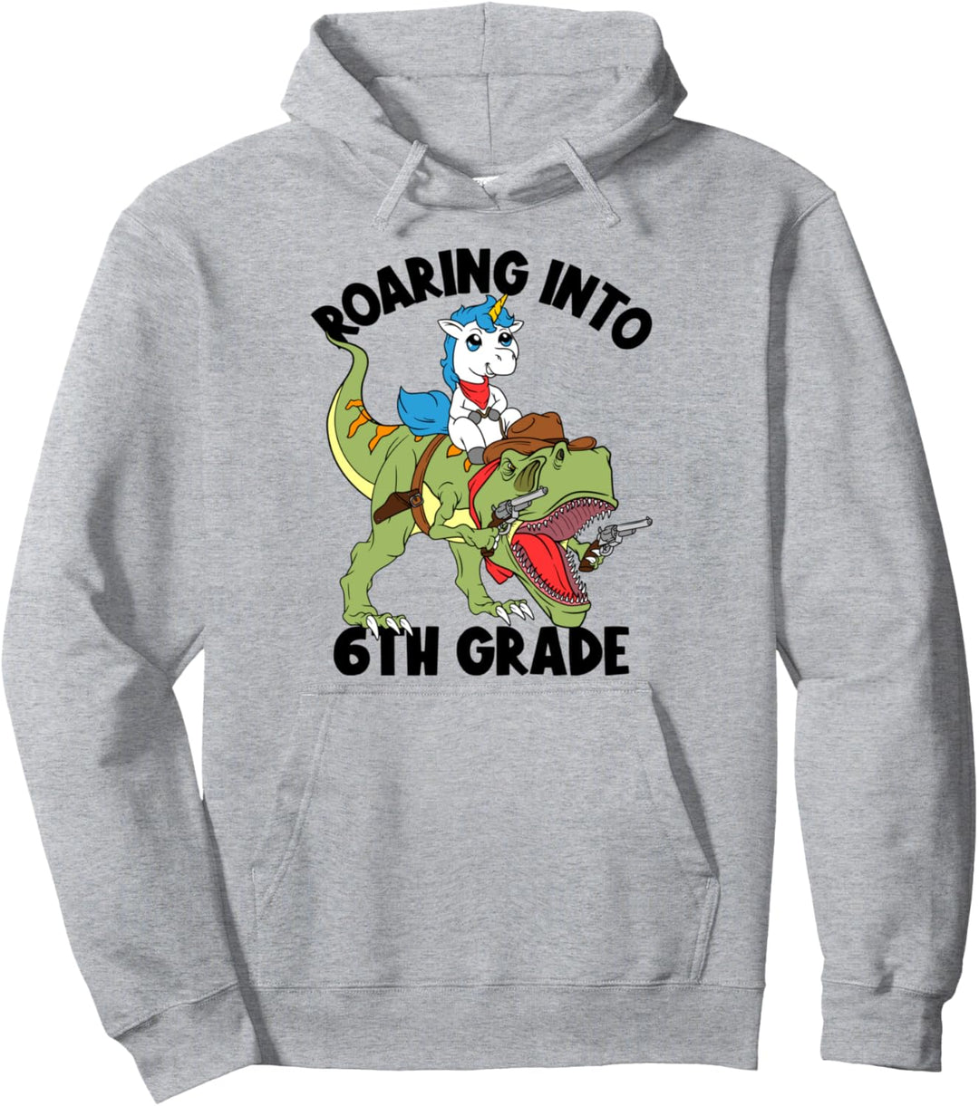 Roaring Into 6th Grade Kinder Jungen Jungen Dinosaurier Back To School Pullover Hoodie