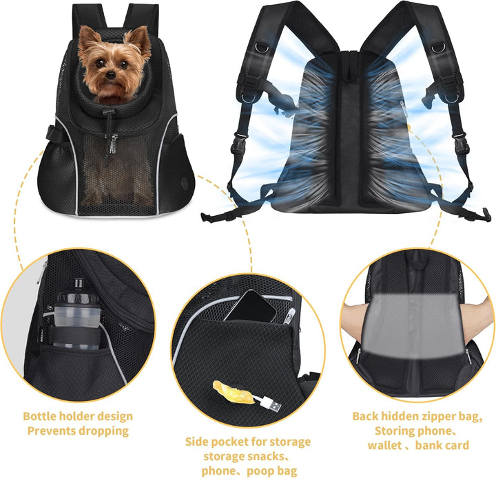 WOYYHO Haustier-Hundetragerucksack für kleine Hunde, belüfteter Netzstoff, Reiserucksack mit Sicherh