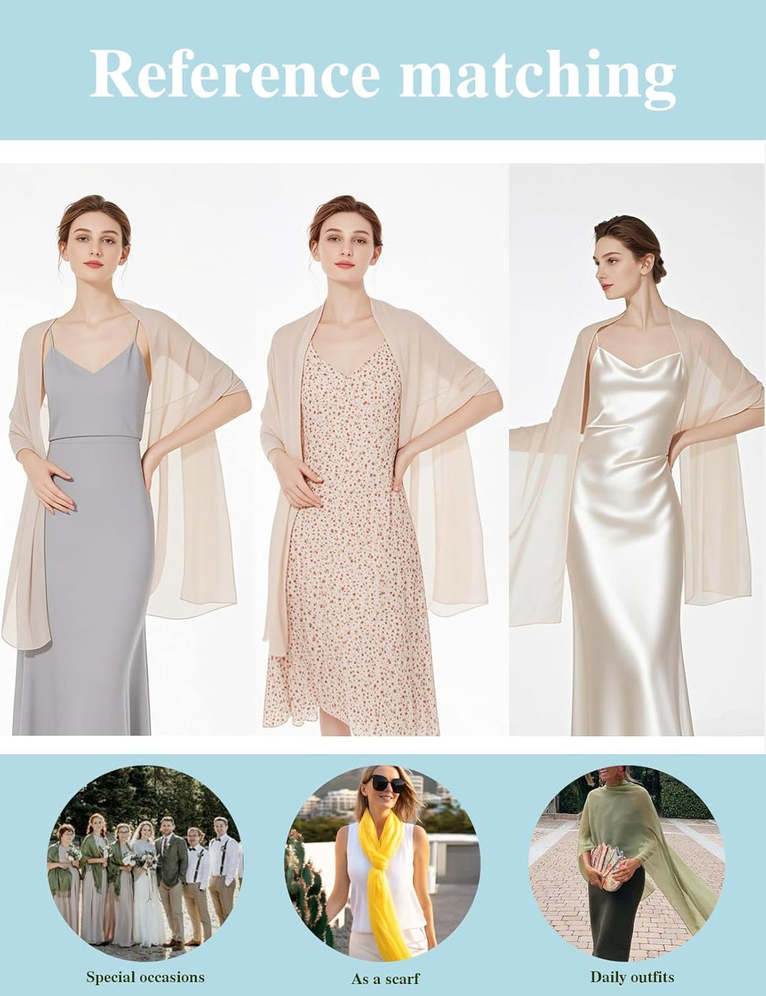 BEAUTELICATE Chiffon Schal Stola Damen Festlich Elegante Tücher Schultertuch Stola für Abendkleider