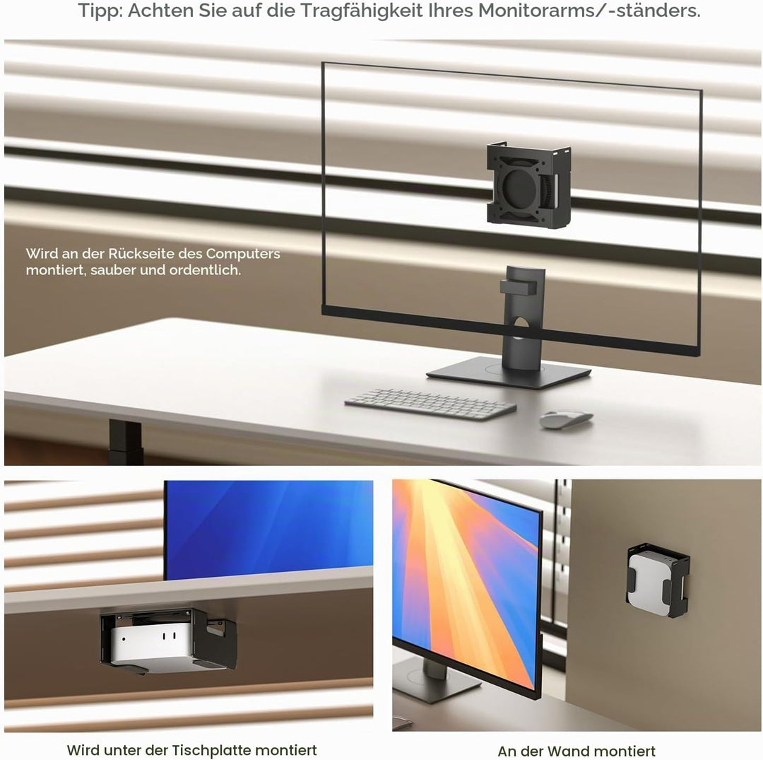 Fasgear Aluminiummetall VESA Halterung für Mac-mini M4 /Pro 2024,Halterung Unter Schreibtisch/Wandha