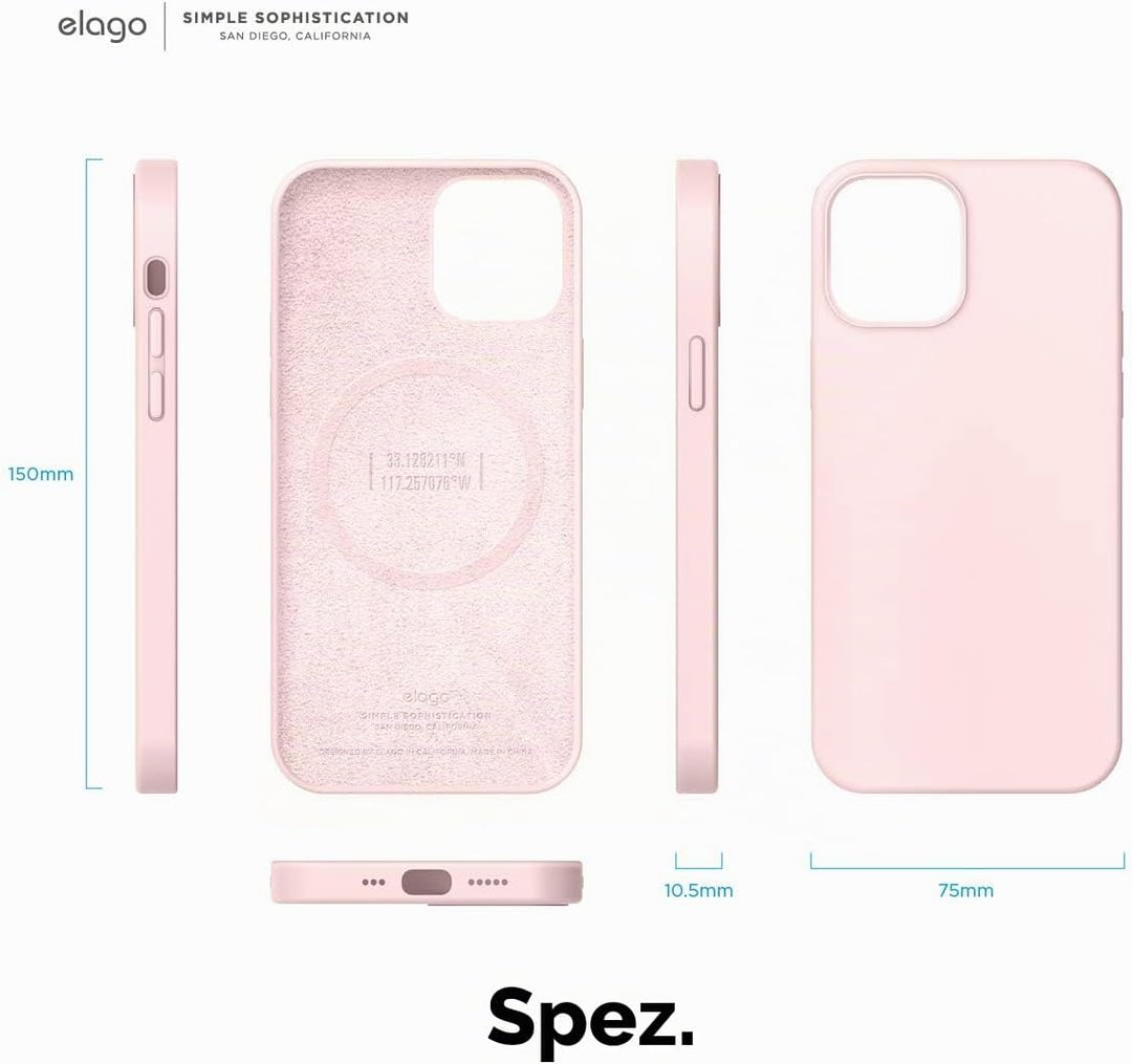 elago Magnetische Silikonhülle, kompatibel mit iPhone 12 und iPhone 12 Pro (6,1 Zoll), eingebaute Ma