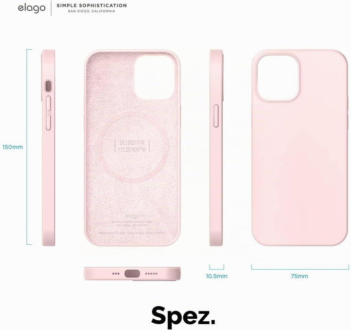 elago Magnetische Silikonhülle, kompatibel mit iPhone 12 und iPhone 12 Pro (6,1 Zoll), eingebaute Ma